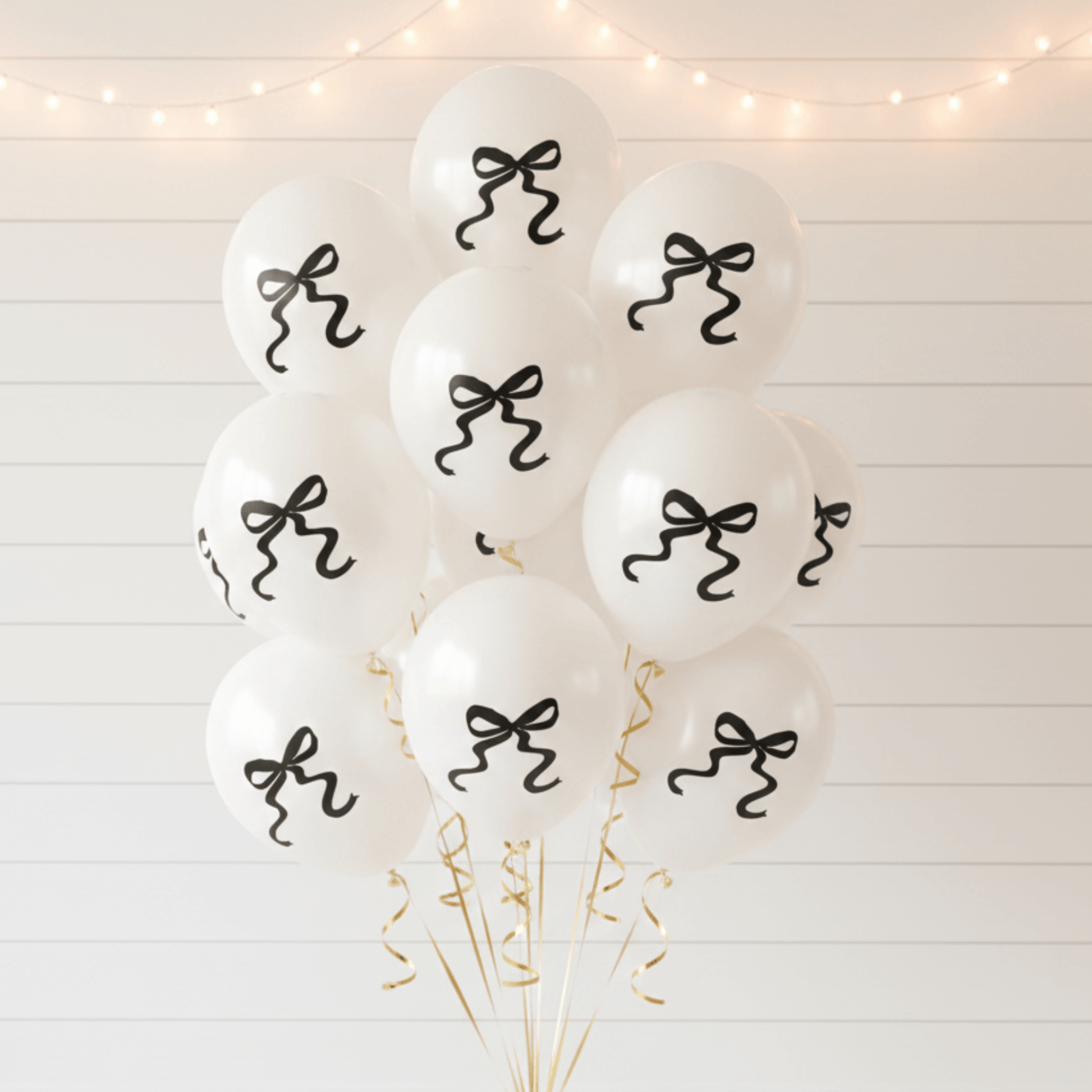 Pearl White Bow Balloons black bow