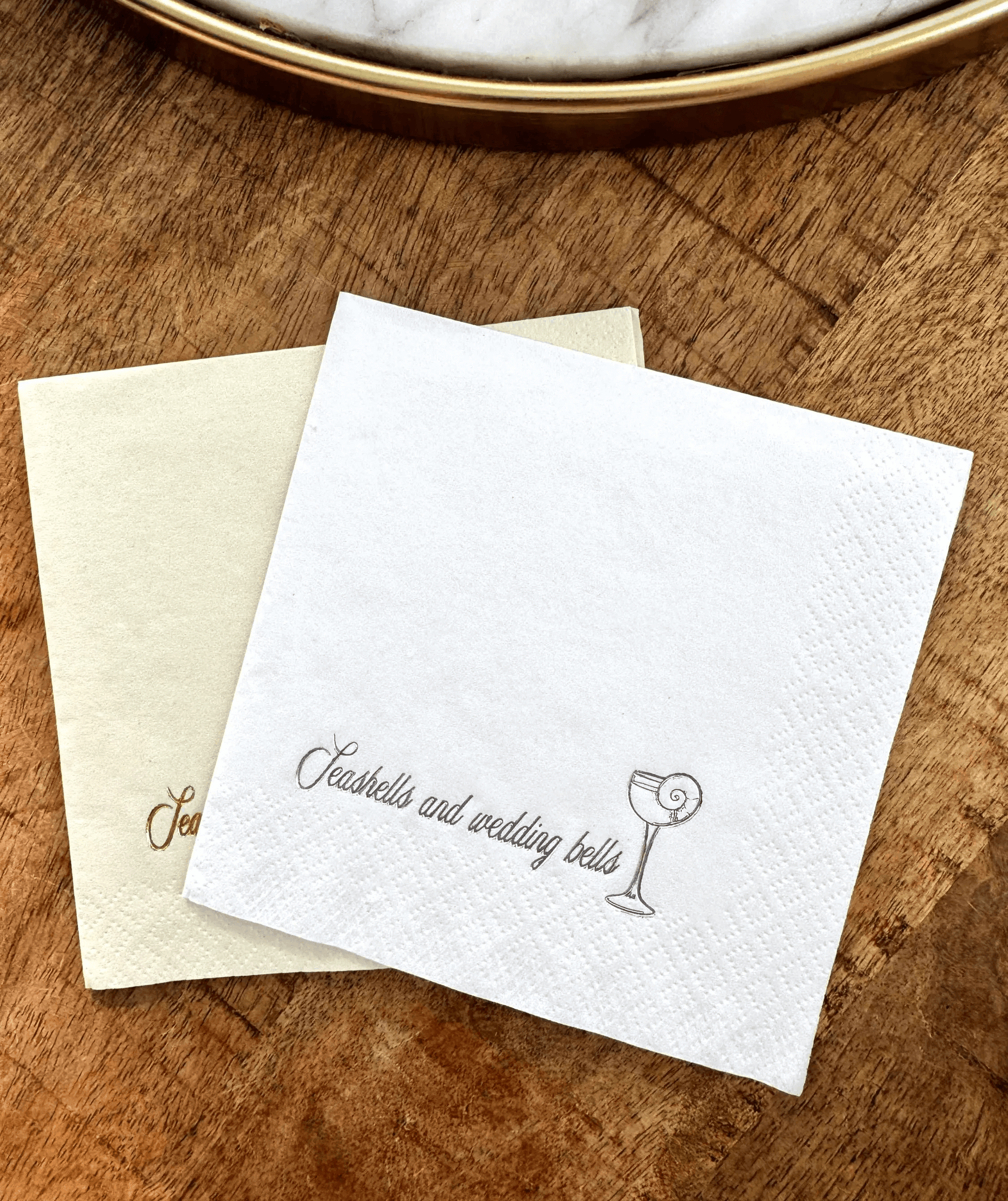 Seashells and Wedding Bells Napkins Coastal Wedding Decor