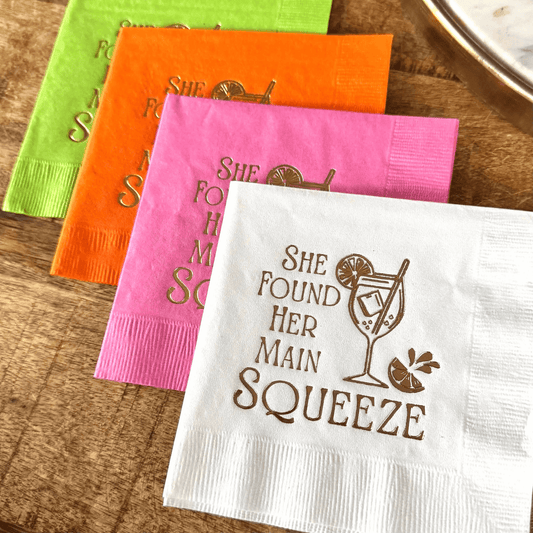 She Found Her Main Squeeze Cocktail Napkins Foil Stamped