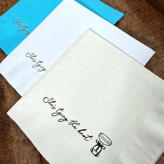 She’s Tying the Knot Cocktail Napkins foil stamped