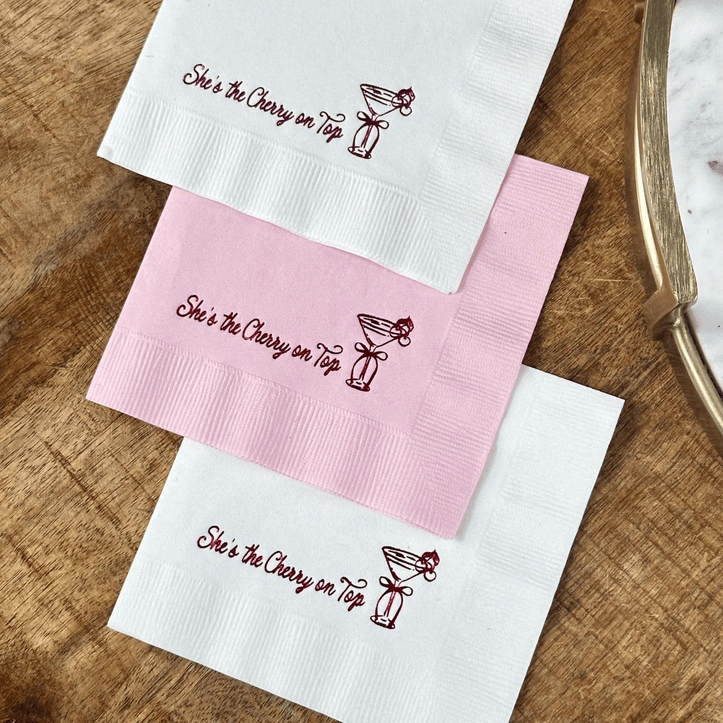 She’s the Cherry on Top Cocktail Napkins Foil Stamped