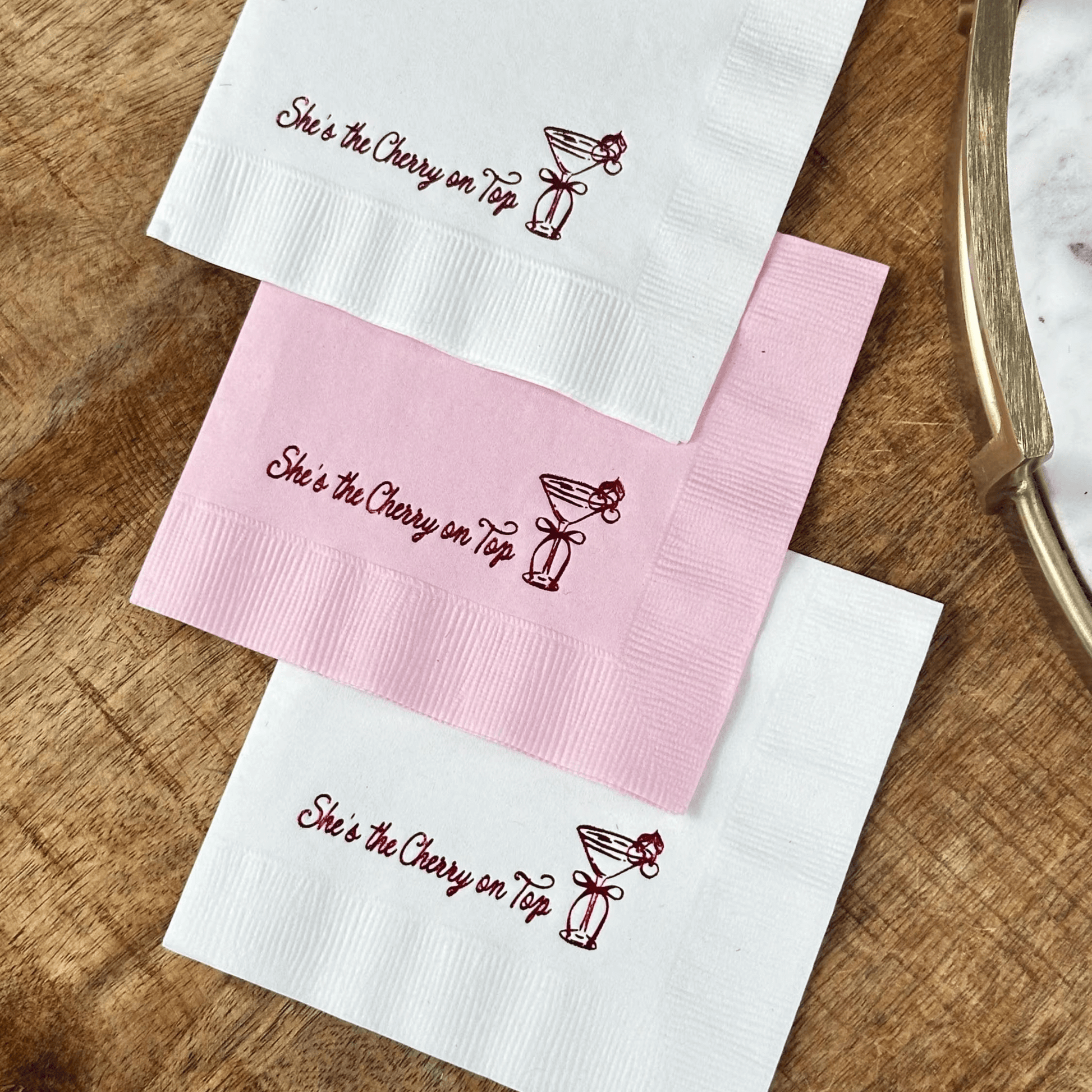She’s the Cherry on Top Cocktail Napkins Foil Stamped