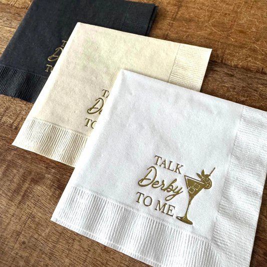 Talk Derby to Me cocktail napkins foil stamped