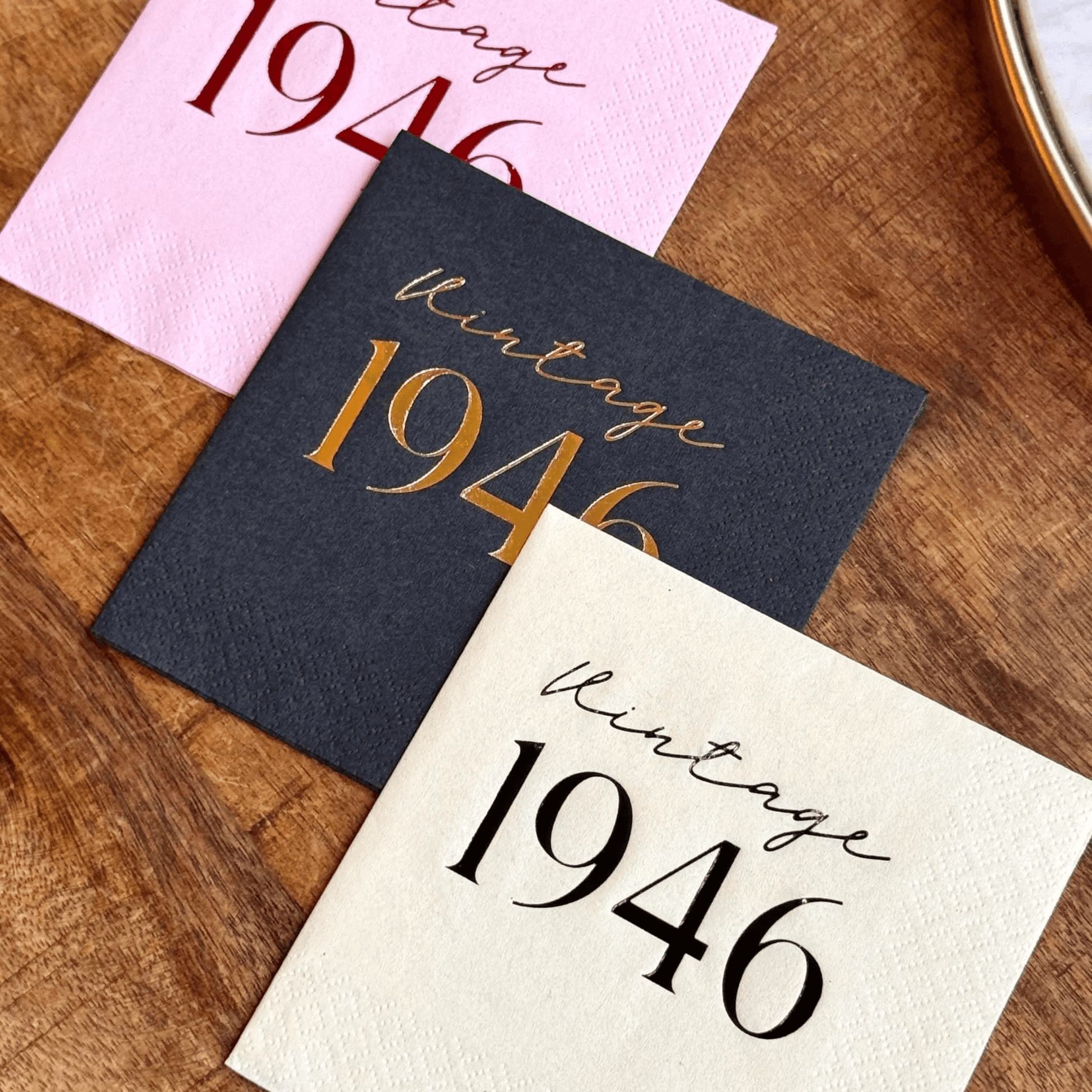 Vintage 1946 Cocktail Napkins Foil Stamped