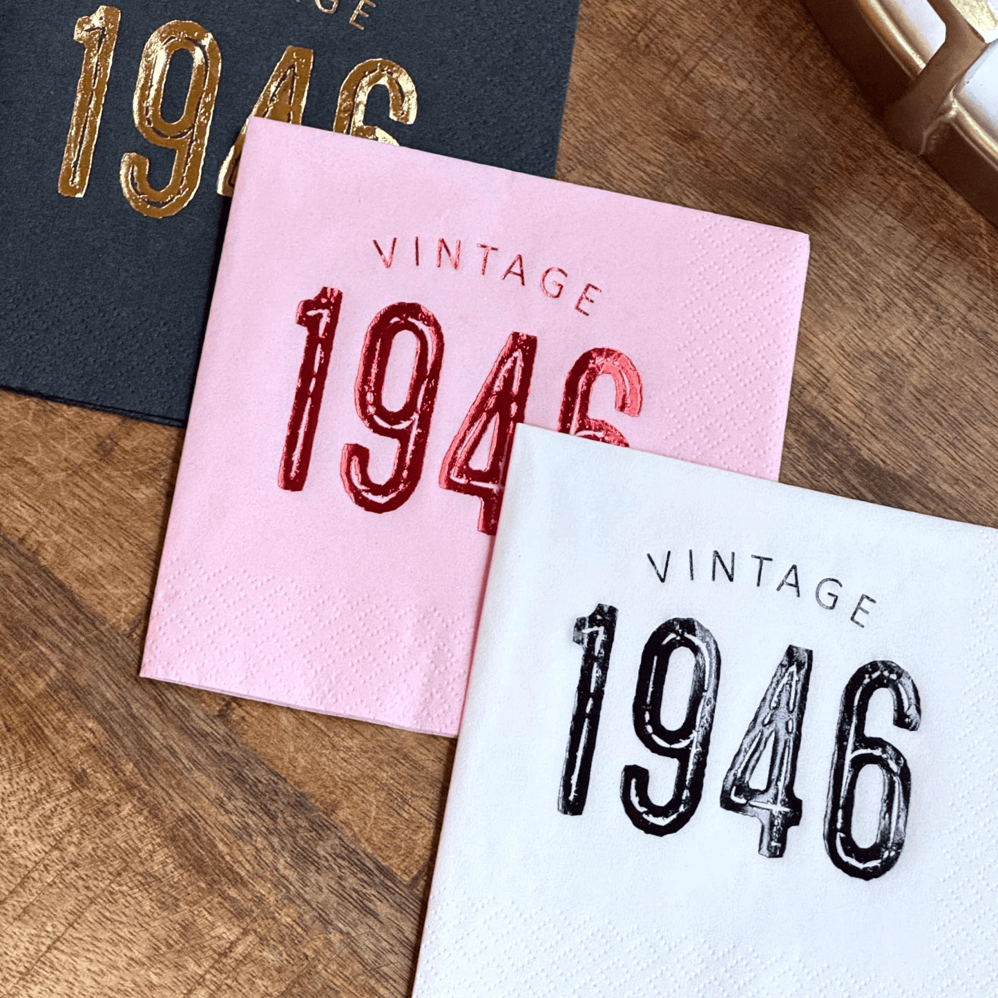 Vintage 1946 Cocktail Napkins 80th Birthday Foil Stamped Napkins