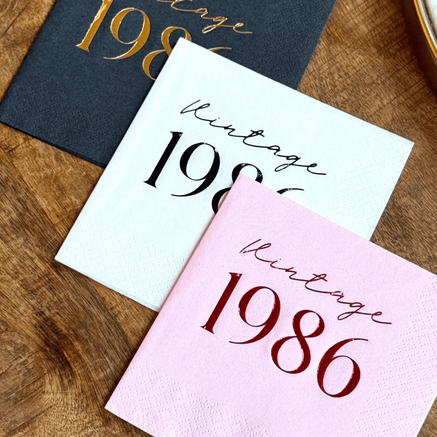 Vintage 1986 Cocktail Napkins - foil Stamped