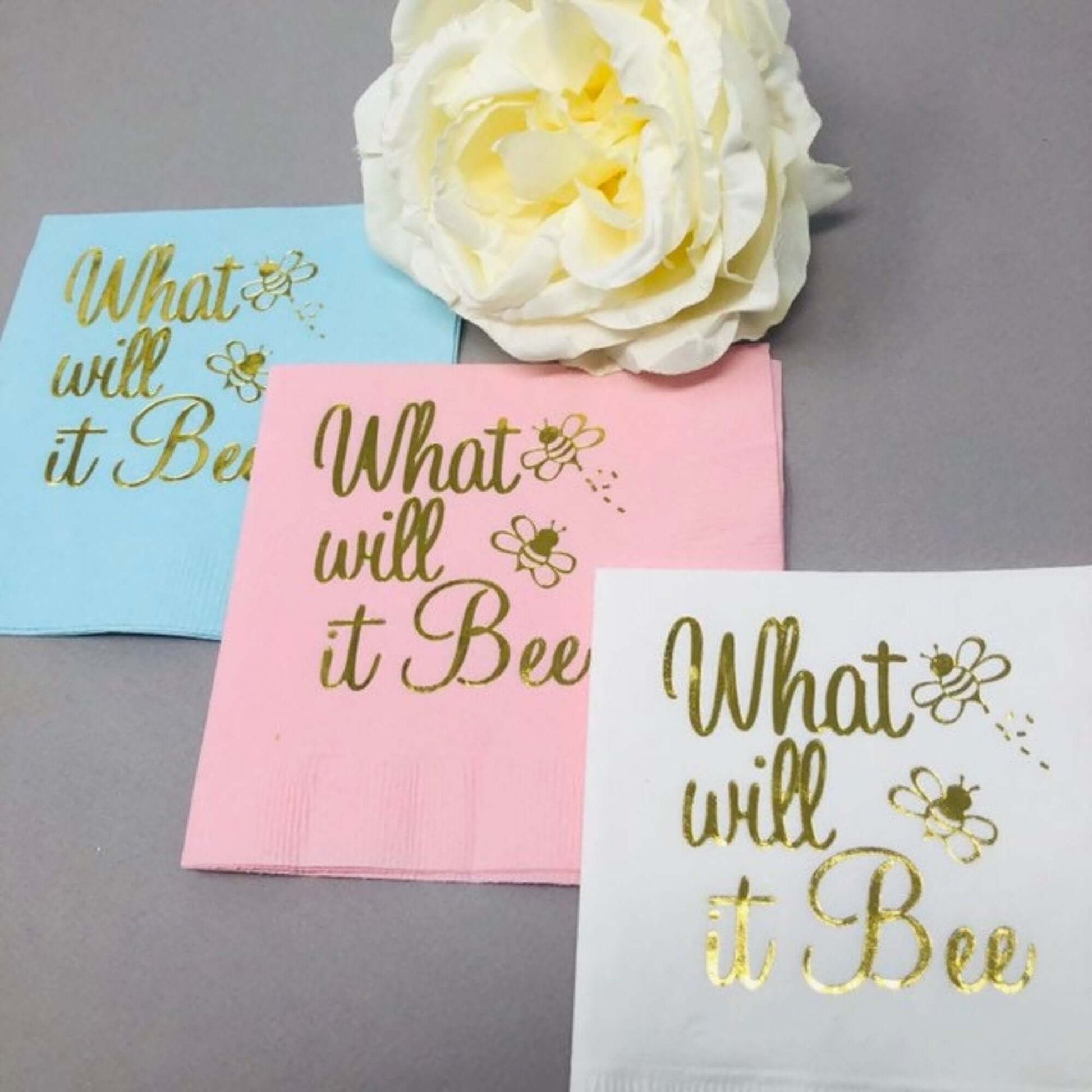 What Will It Bee napkins foil stamped