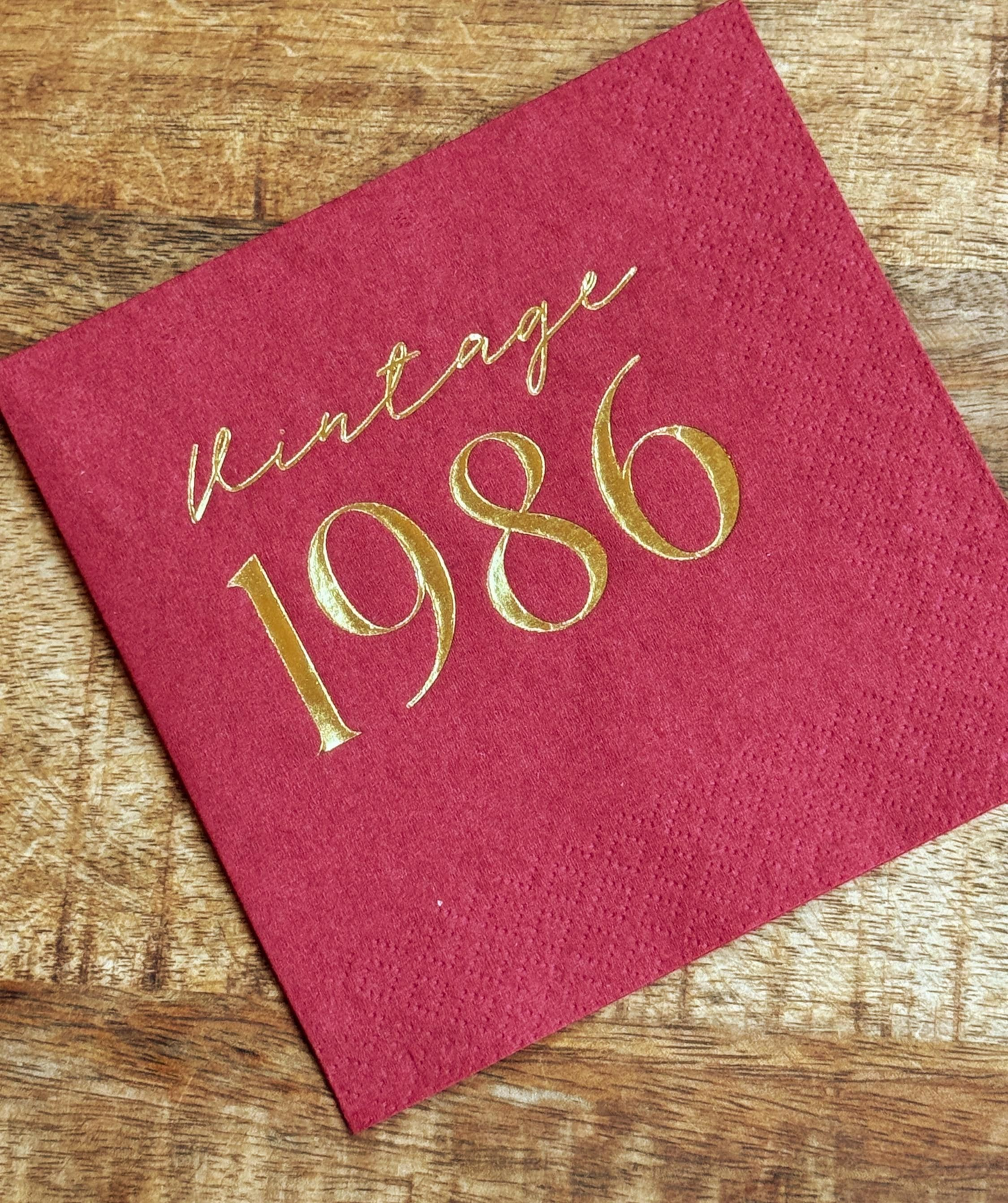 Vintage 1986 Napkins – Custom 40th Birthday Cocktail Napkins with Foil Options | 3-Ply Set of 20