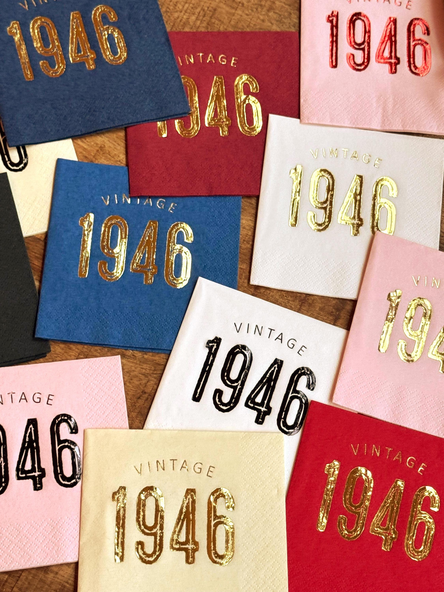 Vintage 1946 Cocktail Napkins – 80th Birthday Personalized Foil Napkins | Set of 20