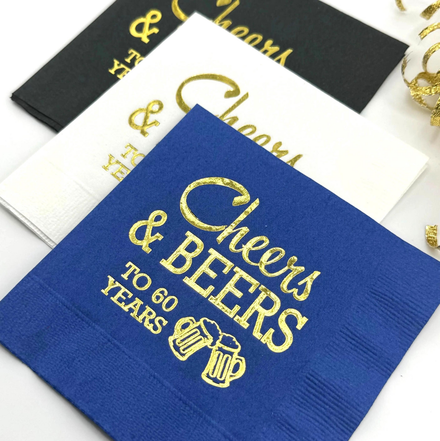 Cheers and Beers to 60 Years Cocktail Napkins – Perfect for 60th Birthday or Anniversary Celebrations