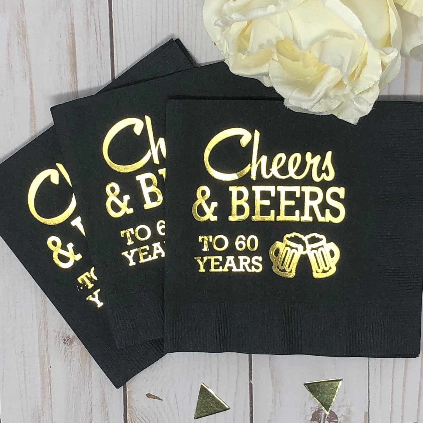 Cheers and Beers to 60 Years Cocktail Napkins – Perfect for 60th Birthday or Anniversary Celebrations