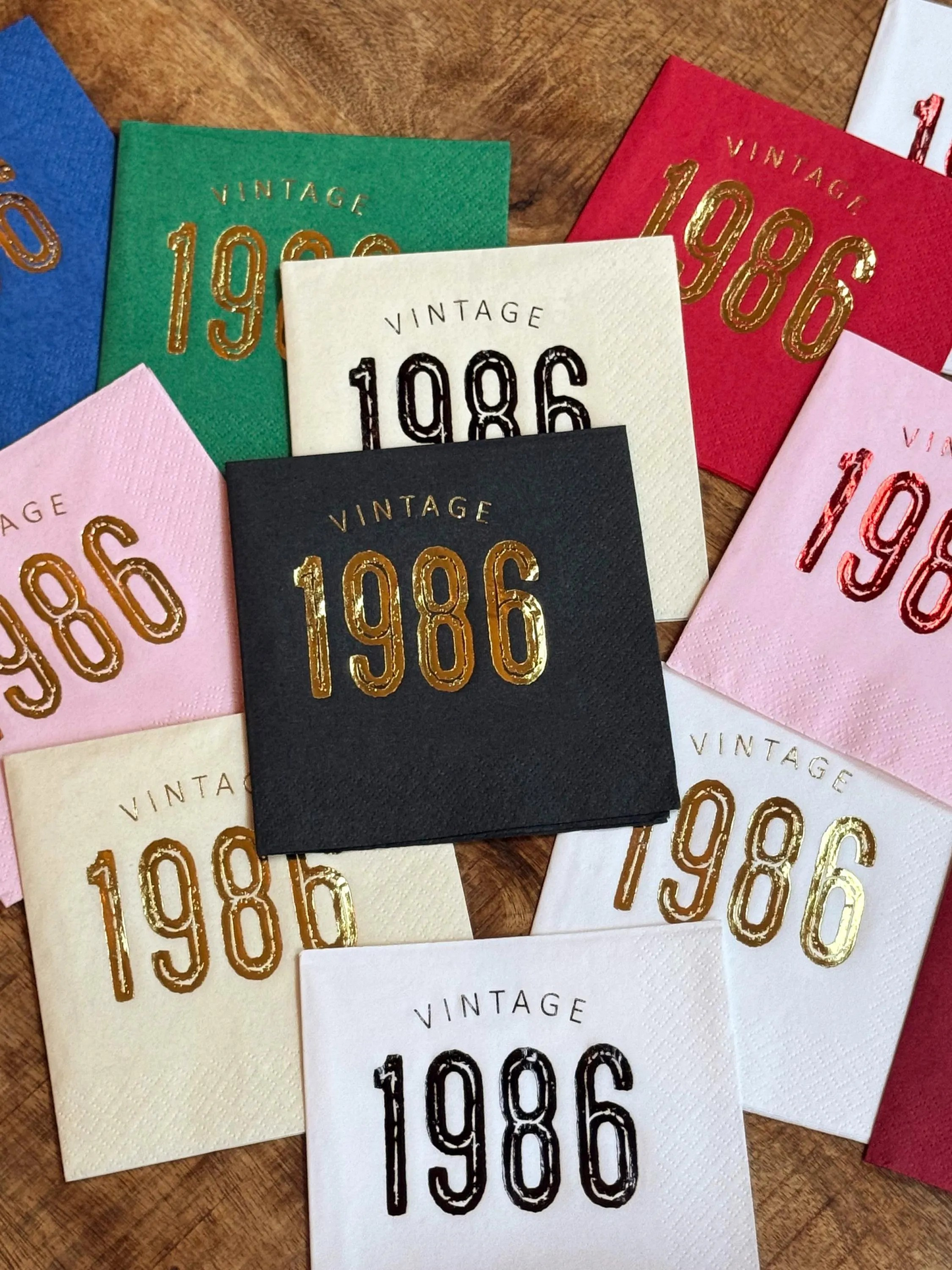 Vintage 1986 Cocktail Napkins – 40th Birthday Personalized Foil Napkins | Set of 20
