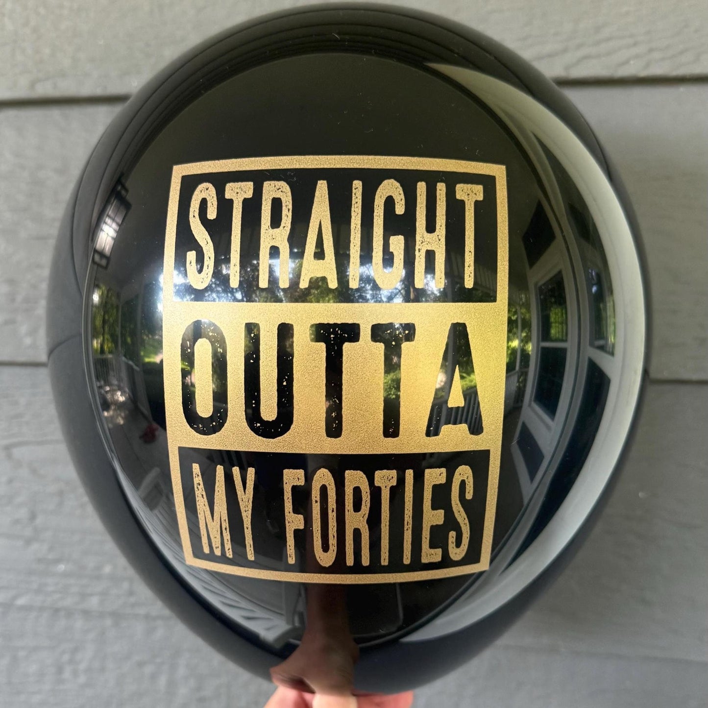 50th Birthday Decorations, Straight Outta My Forties, Fiftieth Birthday Decor, 50th Party Balloons, Black Latex , 12 inches