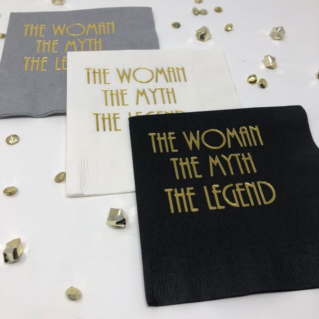 The Woman, The Myth, The Legend Cocktail Napkins – Perfect for Birthdays or Retirement Parties