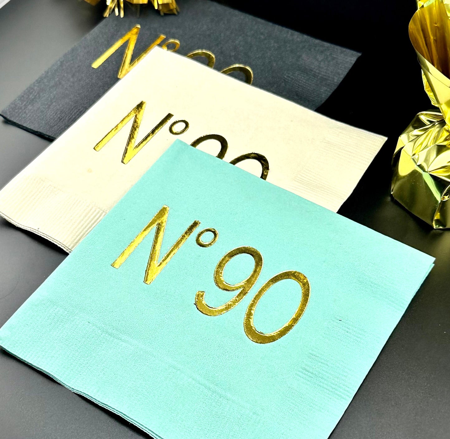 No 90 Couture Themed Cocktail Napkins – Elegant Décor for Your 90th Birthday