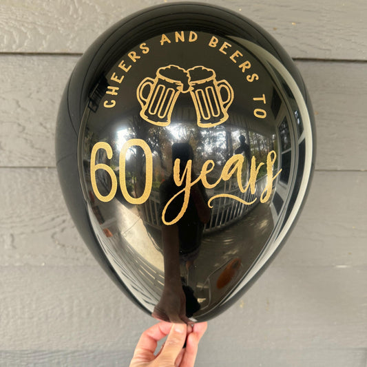 Cheers and Beers to 60 Years Balloons – Perfect for 60th Birthday & Milestone Celebrations