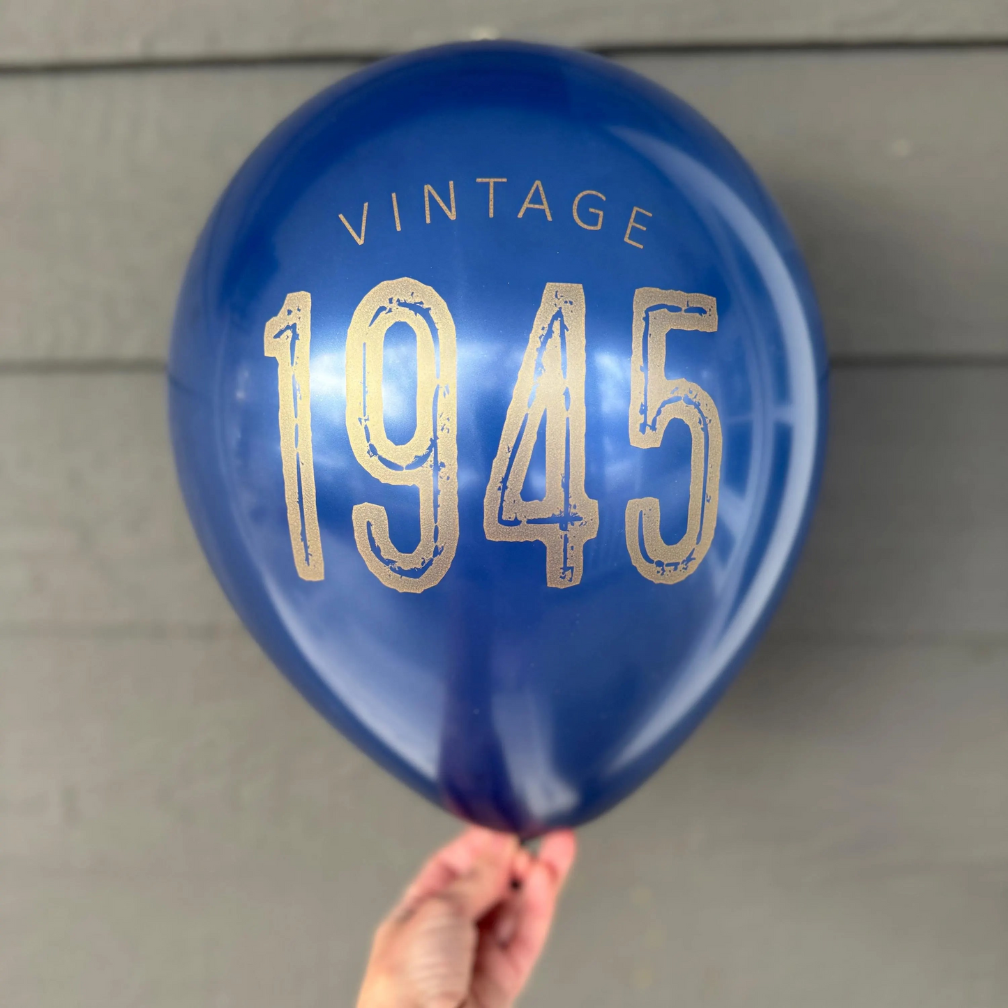 Vintage 1945 Balloon – Retro 80th Birthday Celebration- Black, White, or Navy with Gold Metallic Font