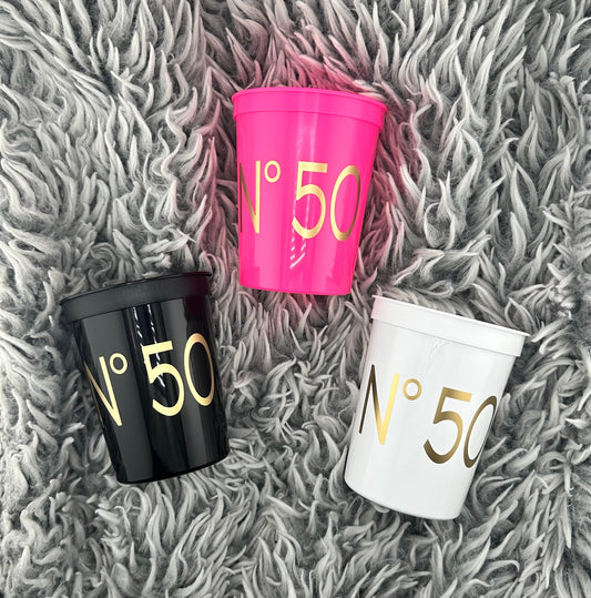 No 50 Couture Themed Birthday Cups – Elegant 50th Birthday Party Cups - Set of 10