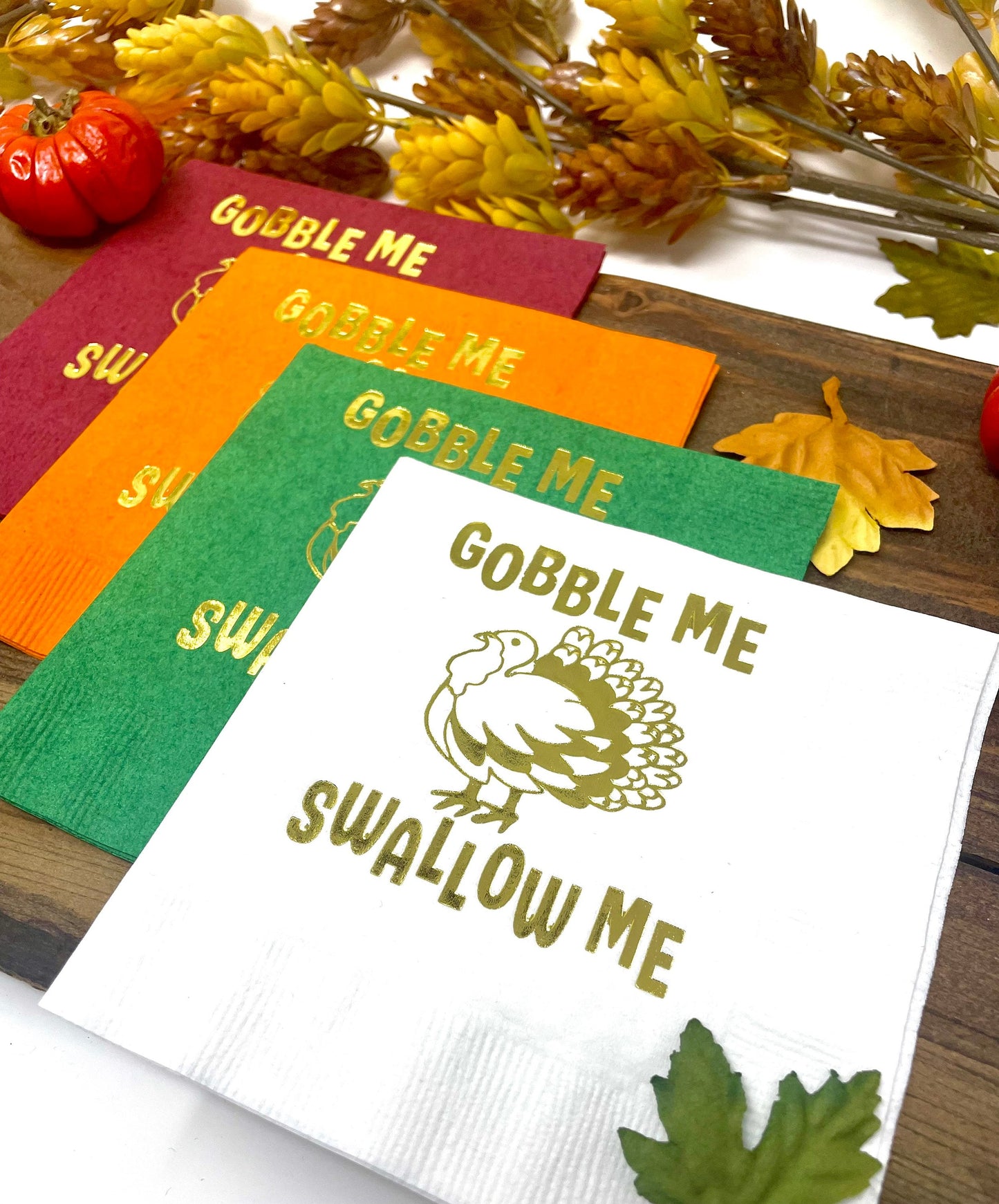 Gobble Me Swallow Me Friendsgiving Cocktail Napkins – Fun & Festive Thanksgiving Party Napkins