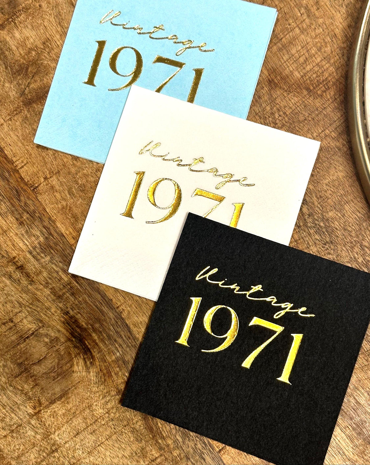 55th Birthday Napkins – Vintage 1971 Cocktail Napkins – foil-stamped cocktail napkins