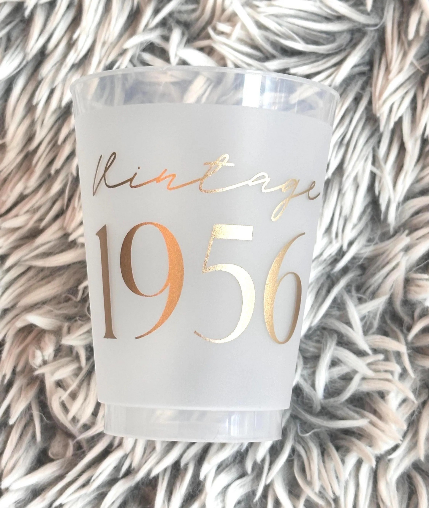 Vintage 1956 frosted cups in gold 70th birthday Cups