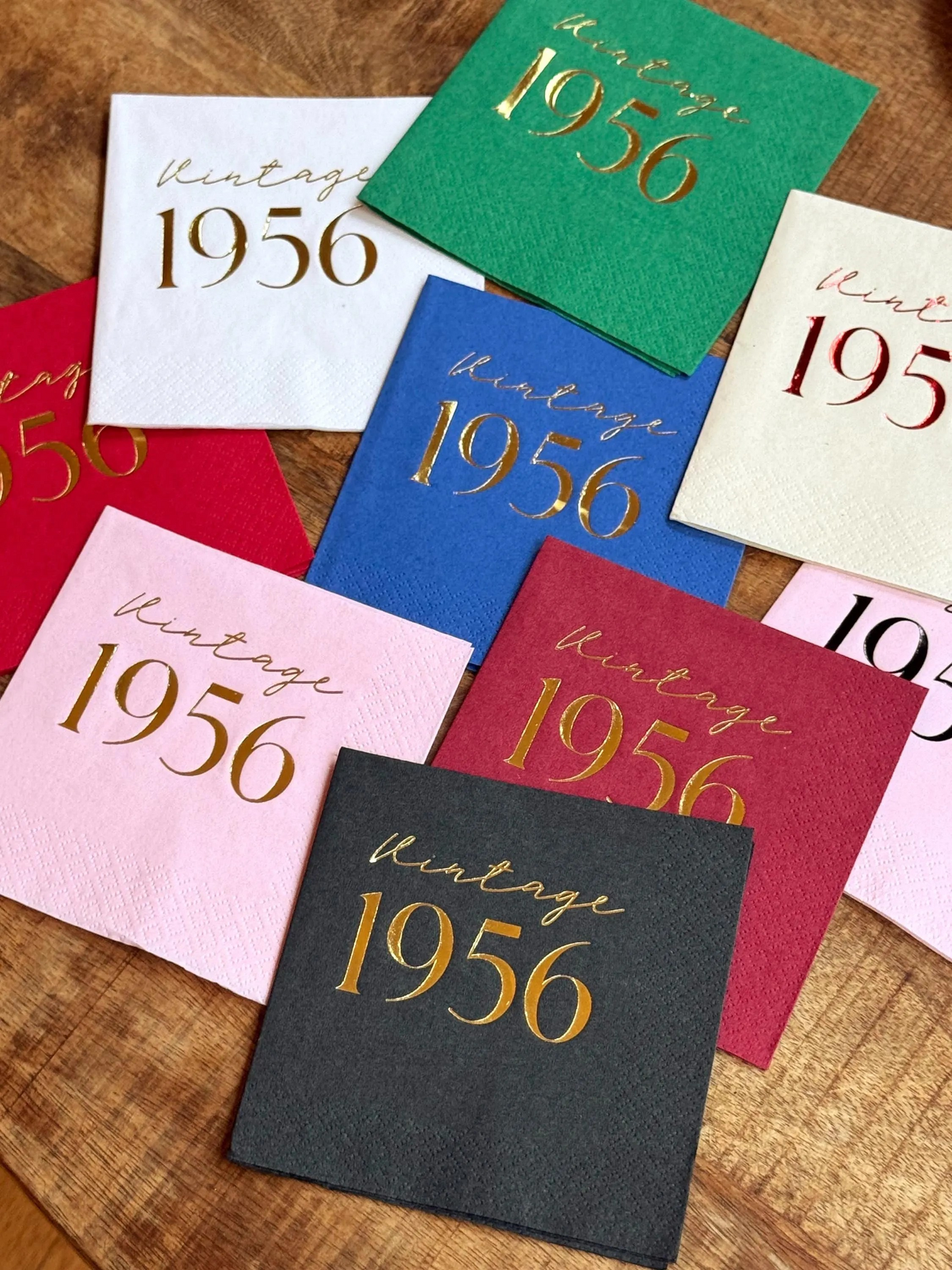Vintage 1956 Napkins – Custom 70th Birthday Cocktail Napkins with Foil Options | 3-Ply Set of 20