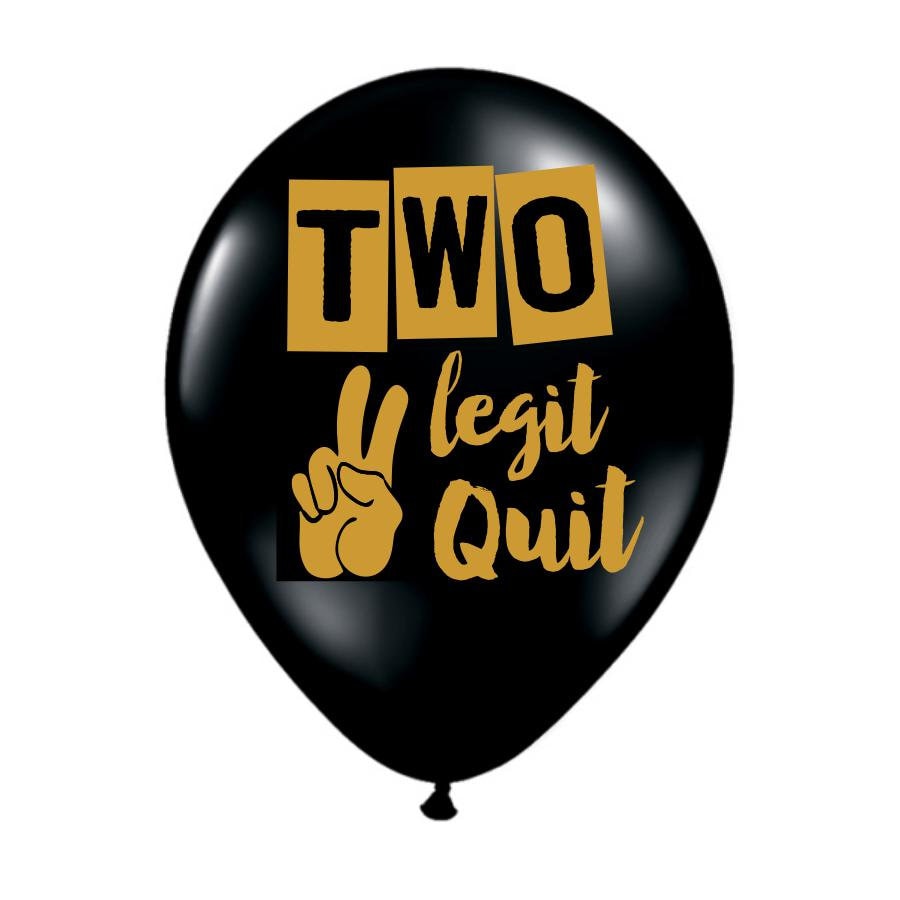 Two Legit To Quit Balloons – Black and Gold 2nd Birthday Party Decorations