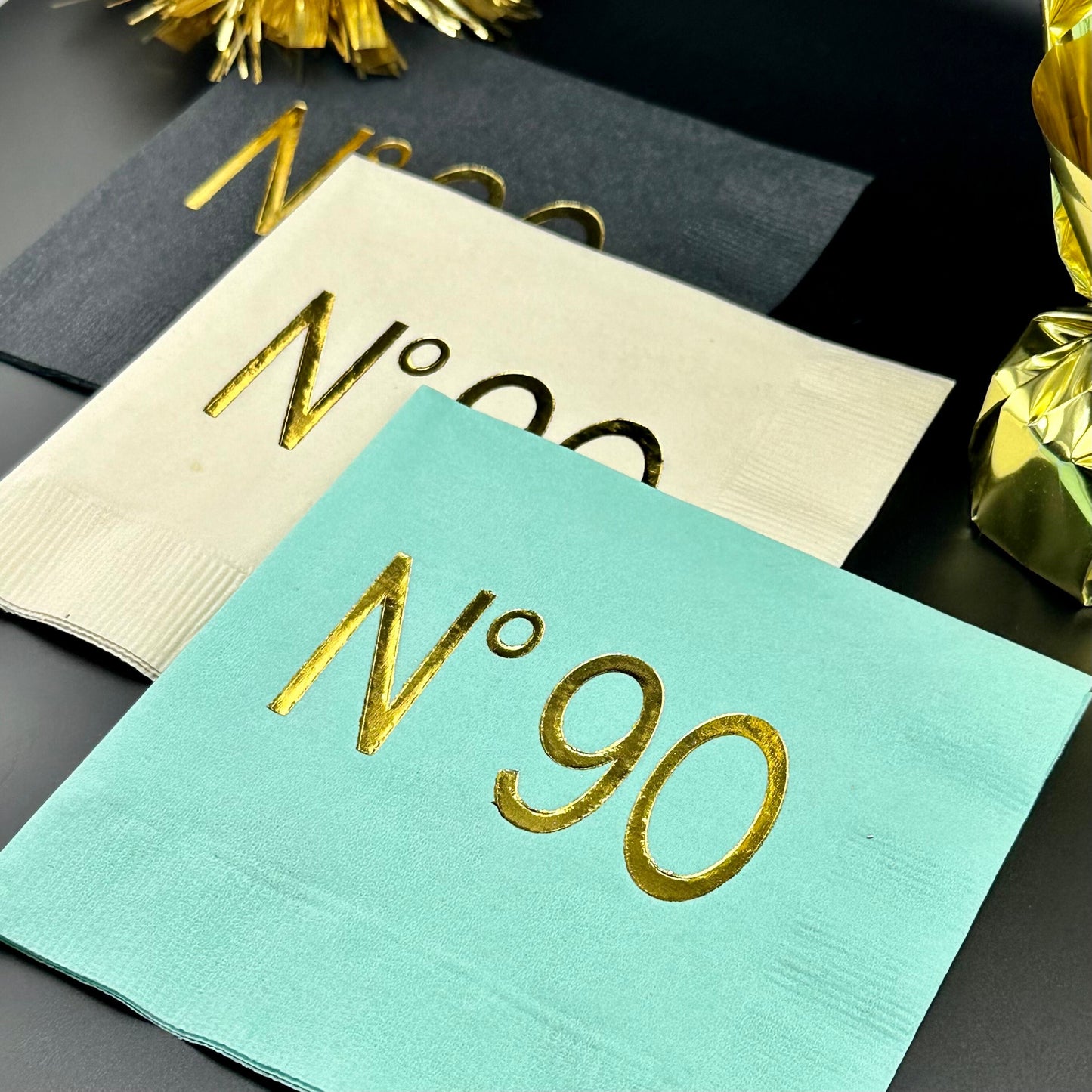 No 90 Couture Themed Cocktail Napkins – Elegant Décor for Your 90th Birthday