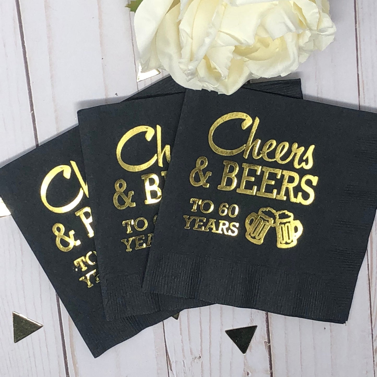 Cheers and Beers to 60 Years Cocktail Napkins – Perfect for 60th Birthday or Anniversary Celebrations