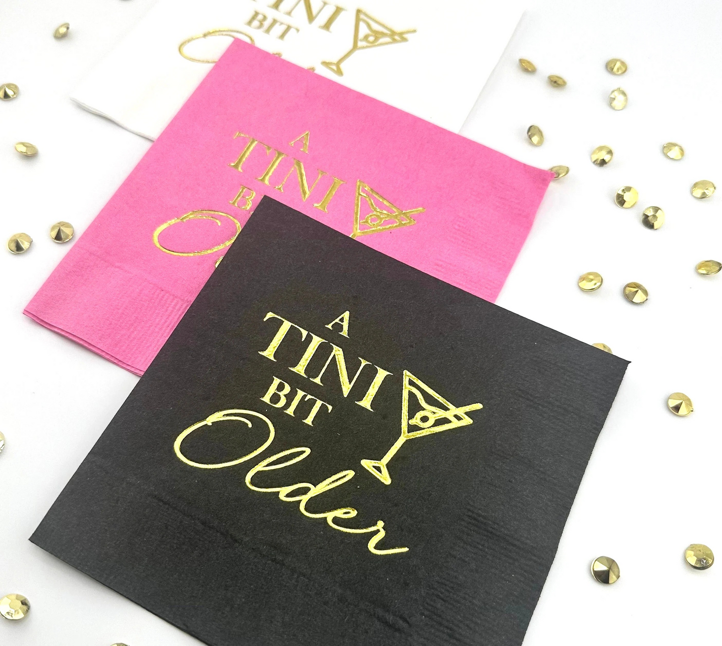 A Tini Bit Older Cocktail Napkins - Martini Glass Design, Fun Birthday Napkins, Set of 20