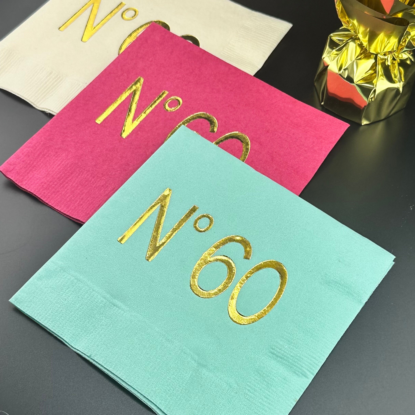 No 60 Couture Themed Cocktail Napkins – Elegant Décor for Your 60th Birthday