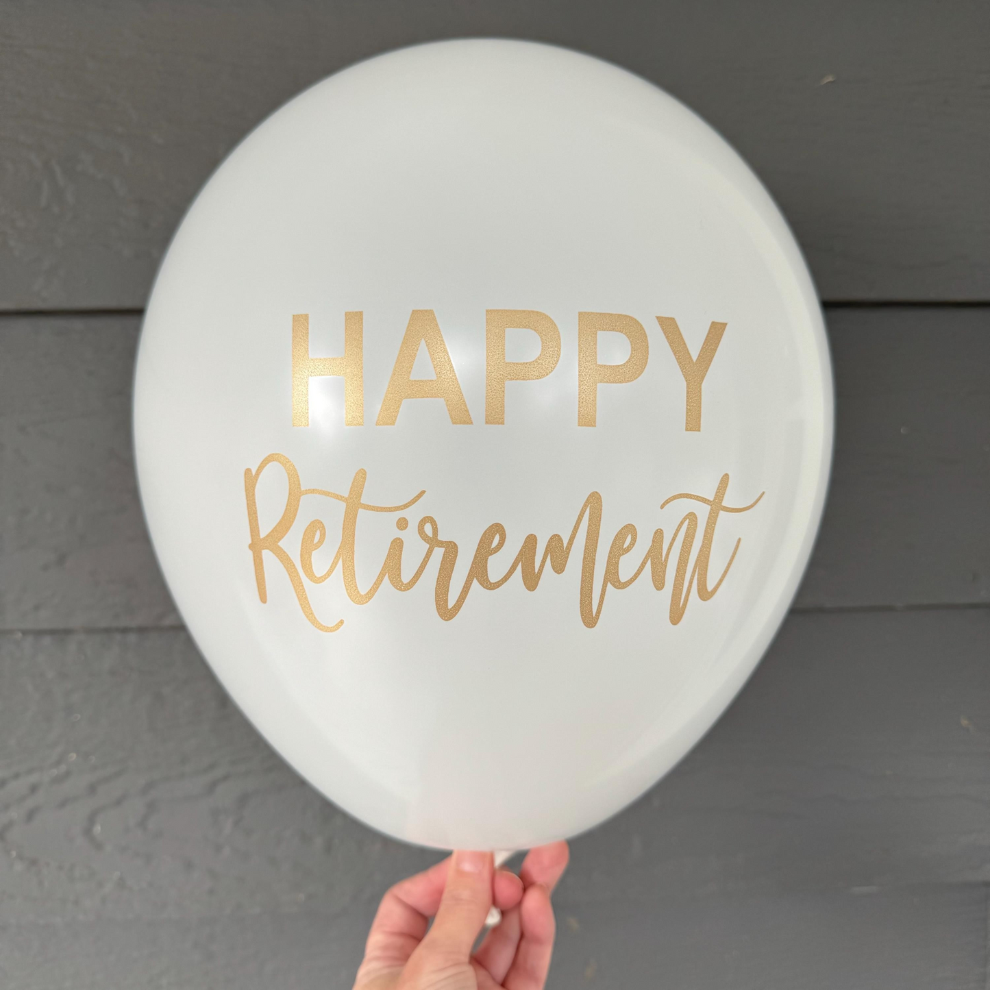 Happy retirement balloons white and gold