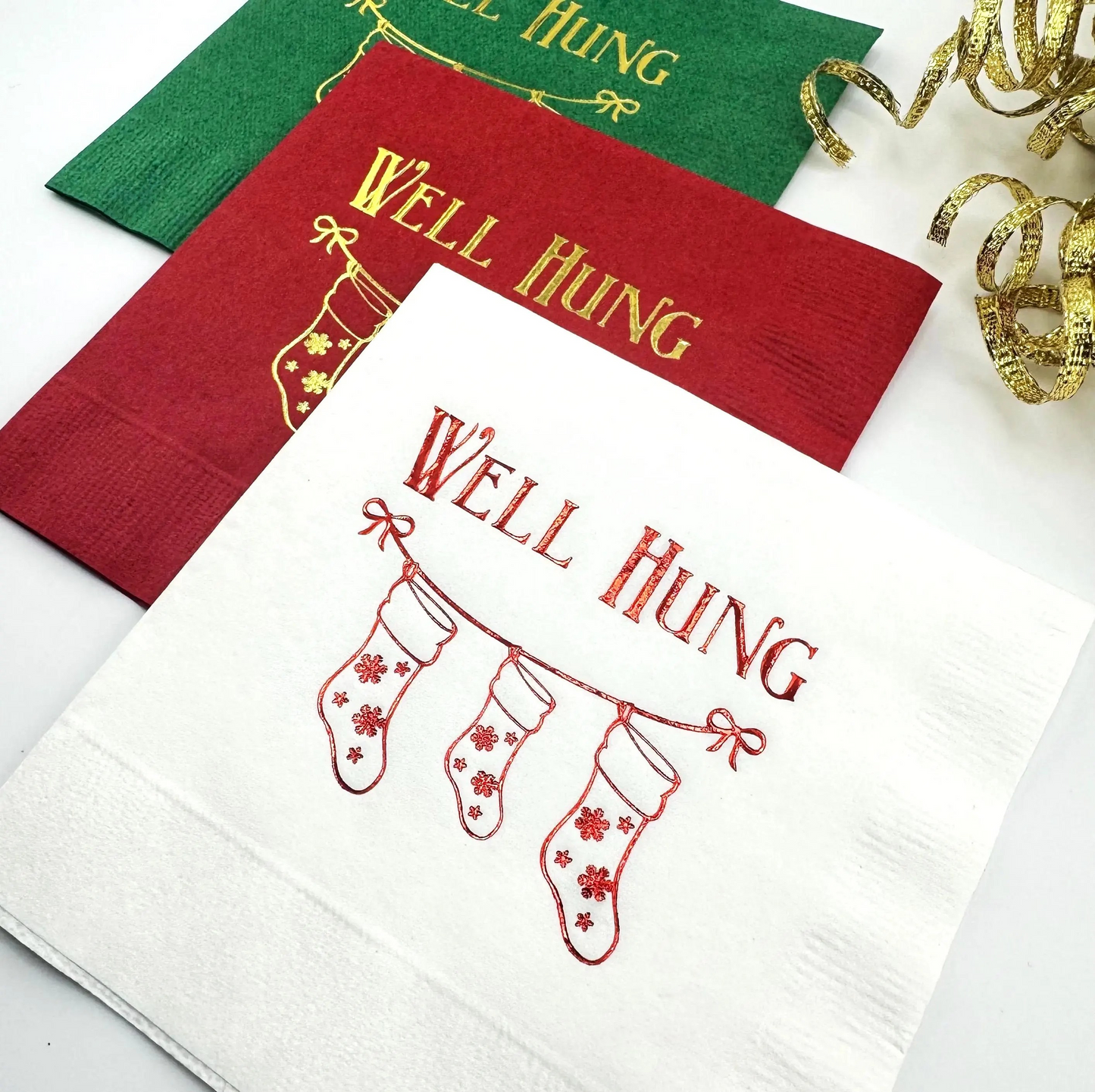 Well Hung Christmas Cocktail Napkins - Perfect for Festive Holiday Parties