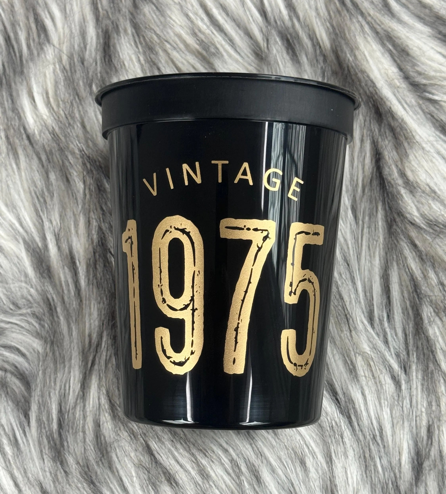 Vintage 1975 Cups, 50th Birthday Party Cups, 16 ounce Stadium Cups, Hot Pink, Black, White, Navy Set of 10