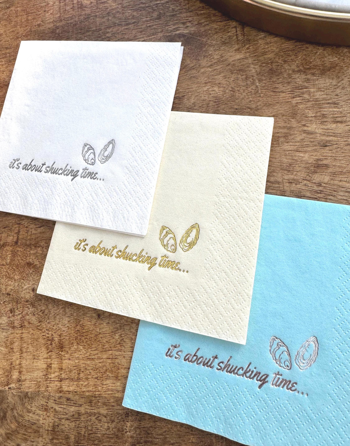 It's About Shucking Time foil-stamped cocktail napkins, additional product view