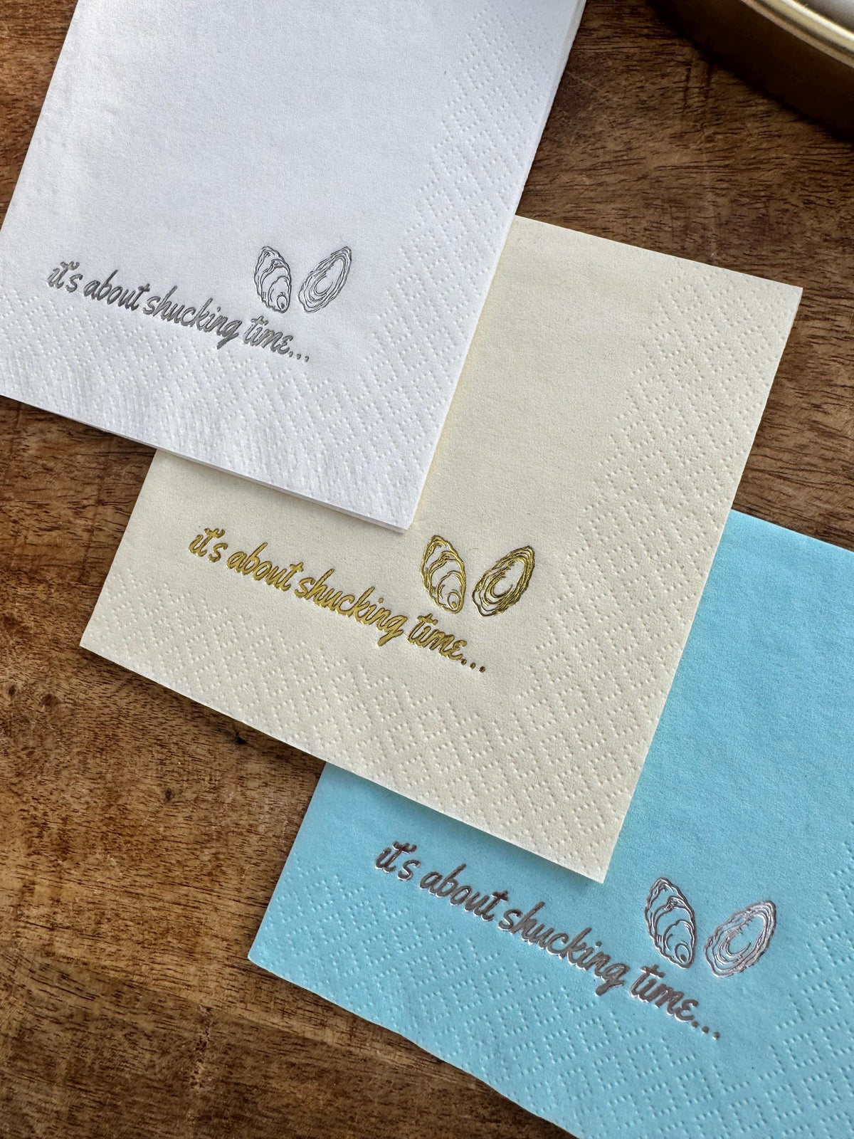 It's About Shucking Time foil-stamped cocktail napkins, additional product view