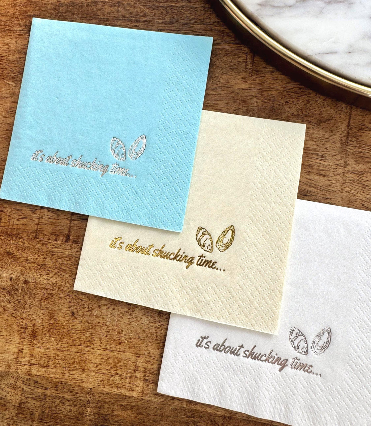 It's About Shucking Time foil-stamped cocktail napkins, additional product view