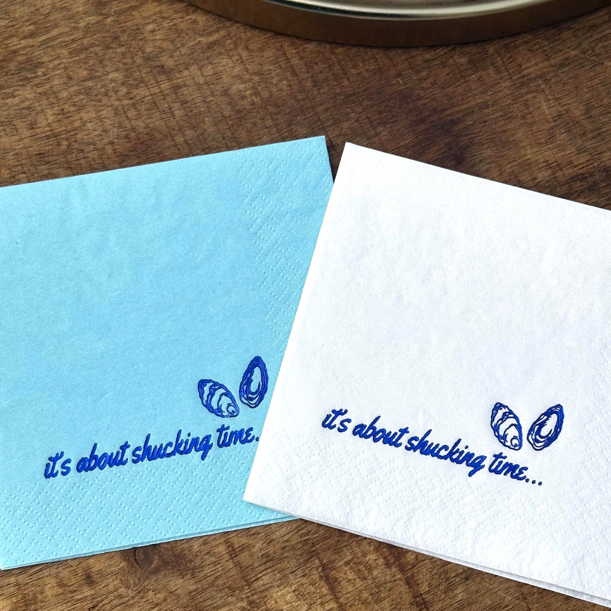 It's About Shucking Time foil-stamped cocktail napkins, additional product view