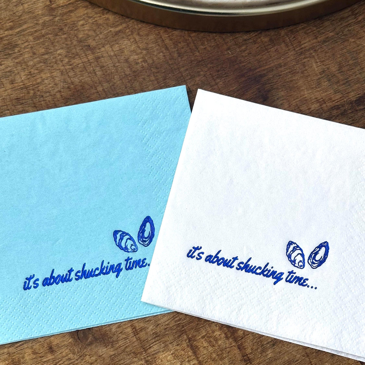 It's About Shucking Time foil-stamped cocktail napkins, additional product view