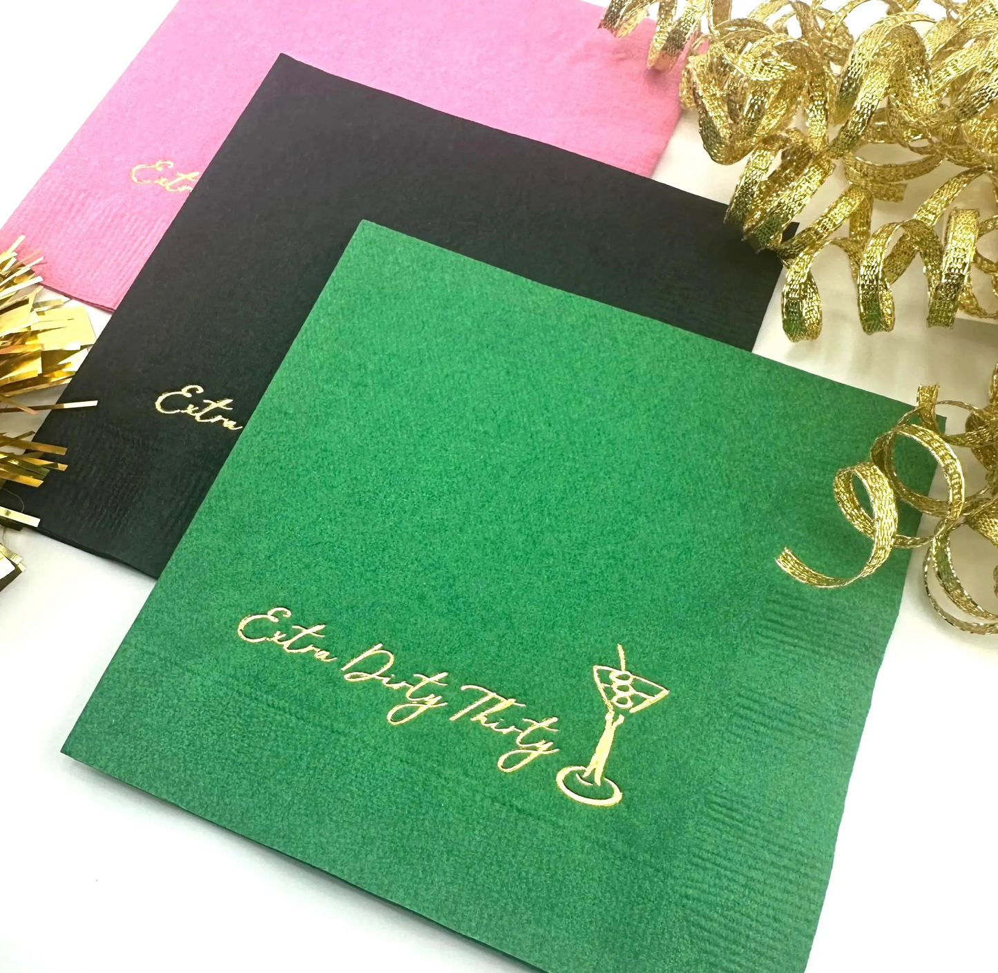 Extra Dirty Thirty Martini-Themed Birthday Napkins – Perfect for a Stylish 30th Celebration