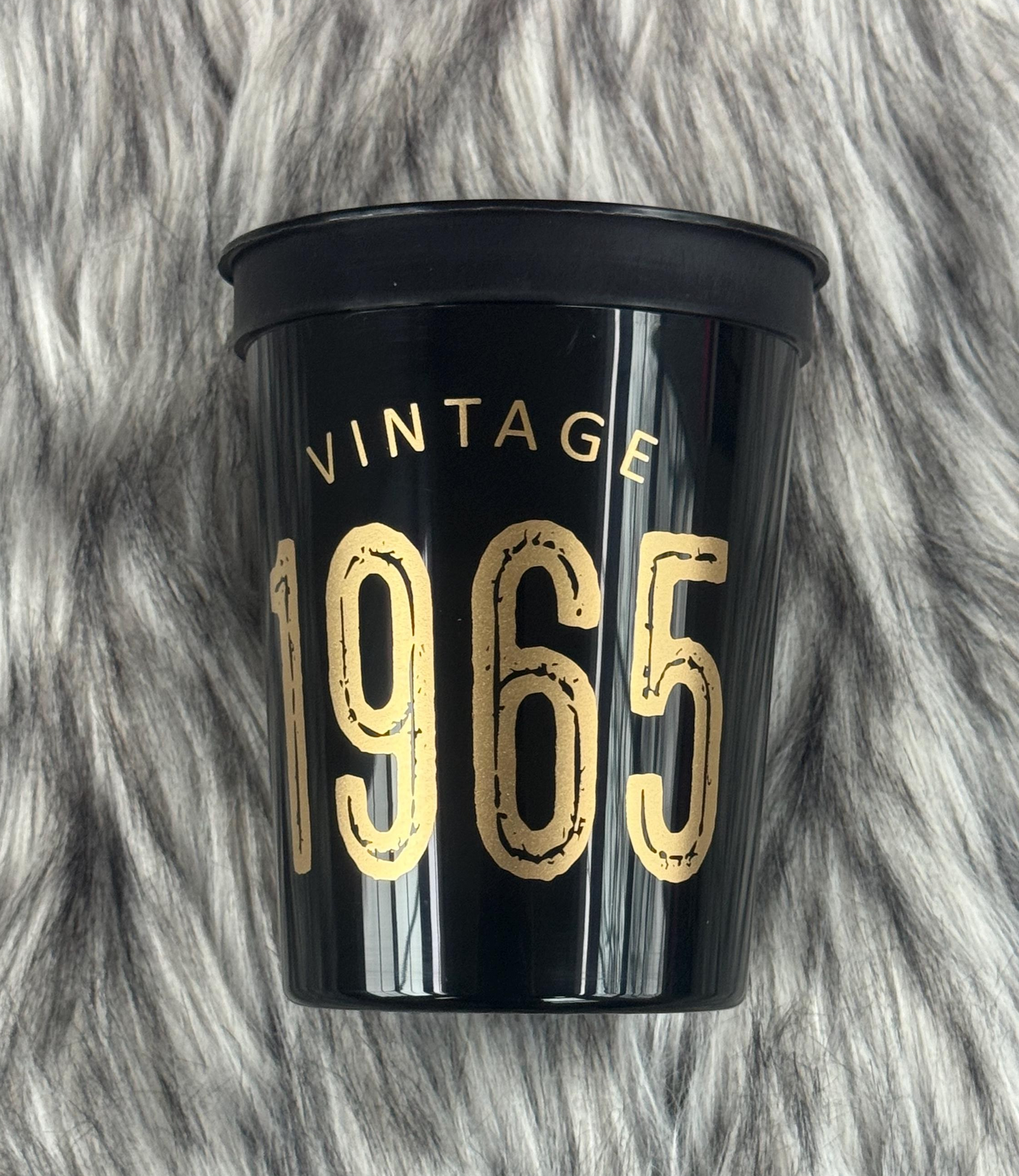 Vintage 1965 Cups, 60th Birthday Party Cups, 16 ounce Stadium Cups, Hot Pink, Black, White, Navy Set of 10