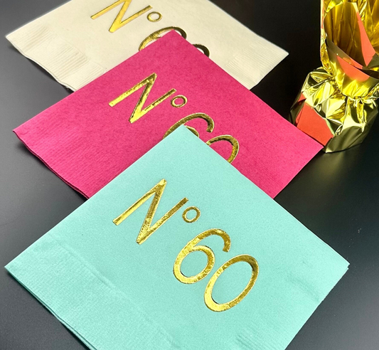 No 60 Couture Themed Cocktail Napkins – Elegant Décor for Your 60th Birthday