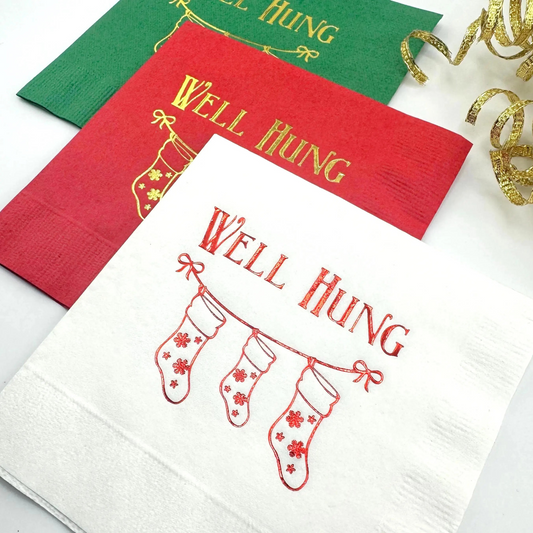 Well Hung Christmas Cocktail Napkins - Perfect for Festive Holiday Parties