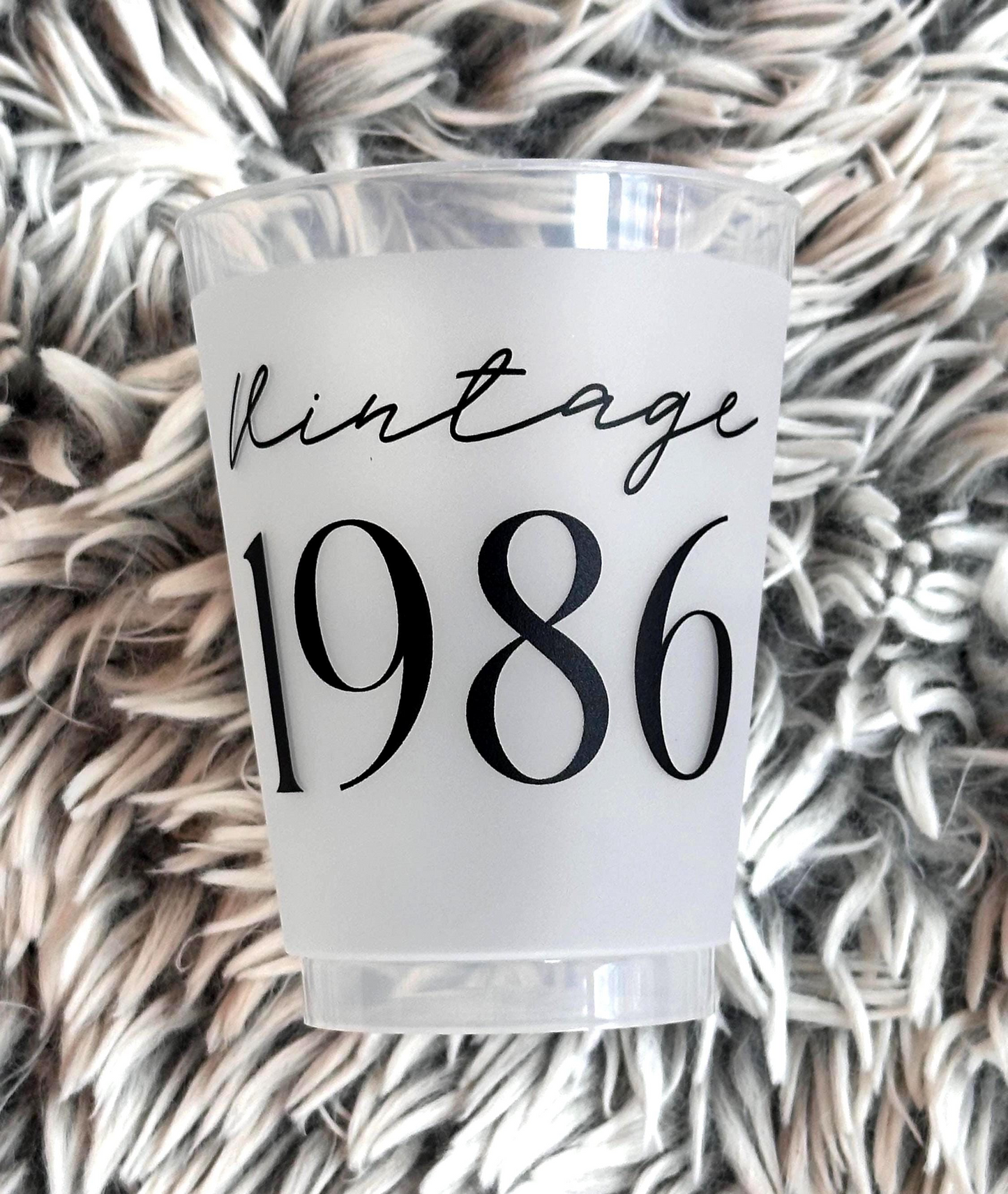 Vintage 1986 frosted cups 16-ounce cups in black text 40th Birthday Cups