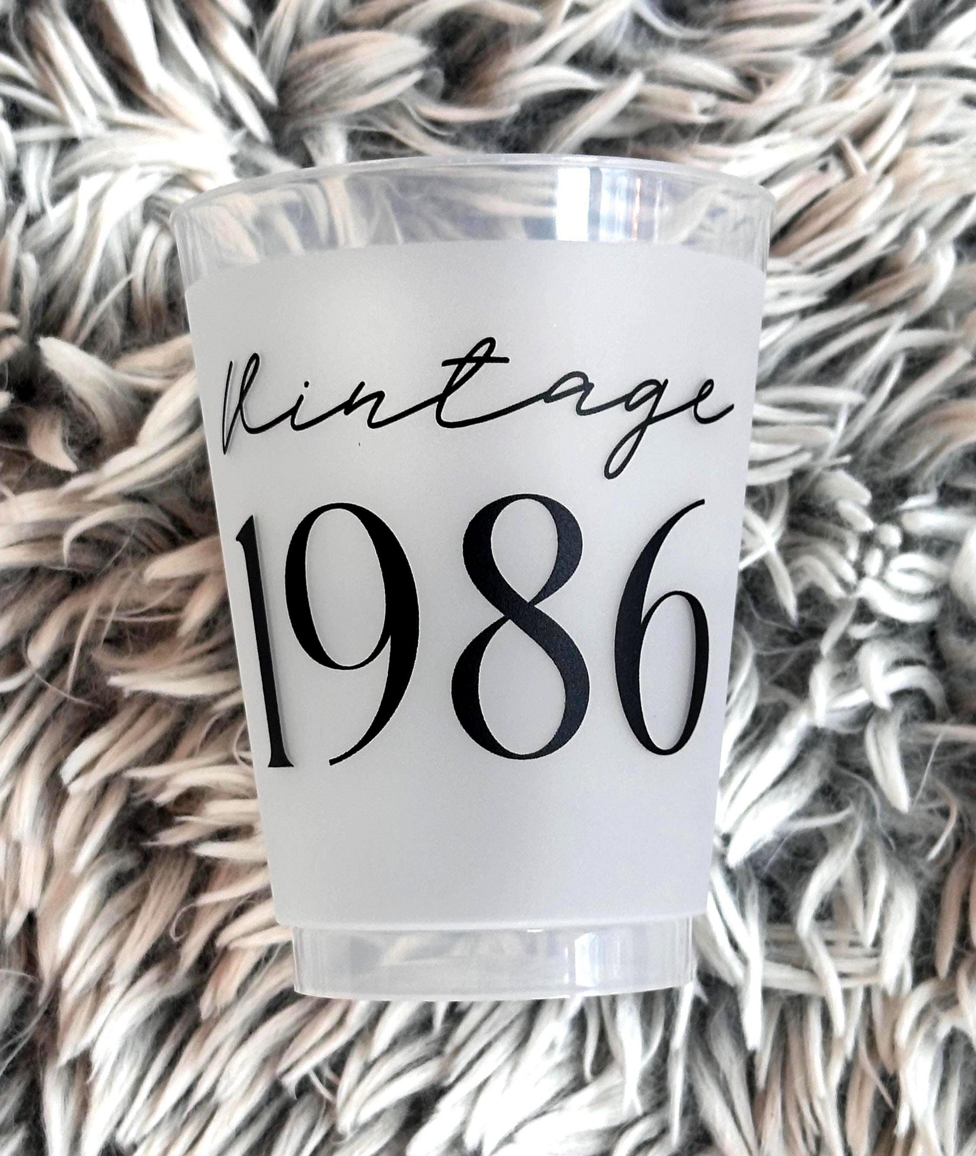 Vintage 1986 frosted cups 16-ounce cups in black text 40th Birthday Cups