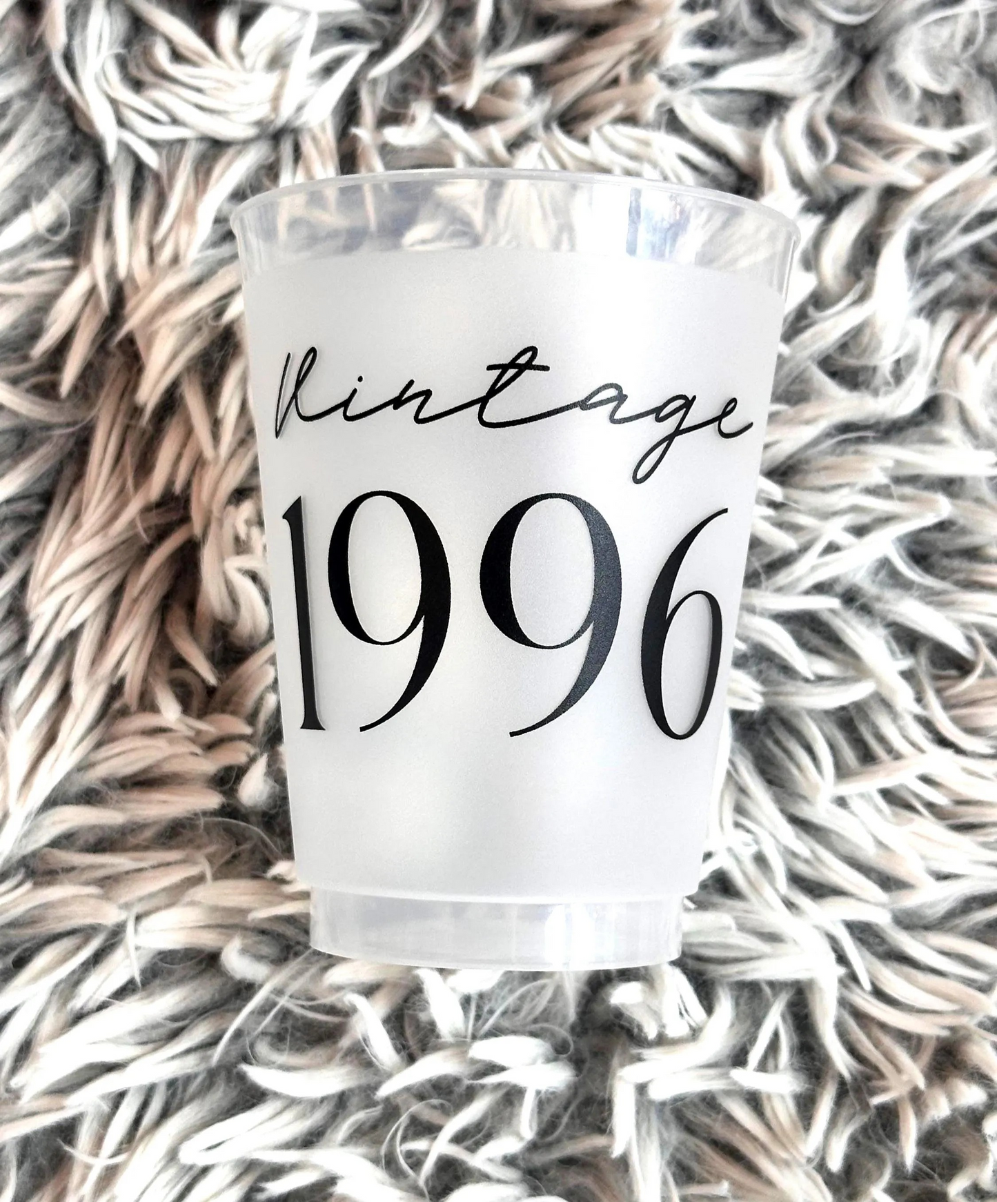 Vintage 1996 frosted cups in black text 30th Birthday Cup