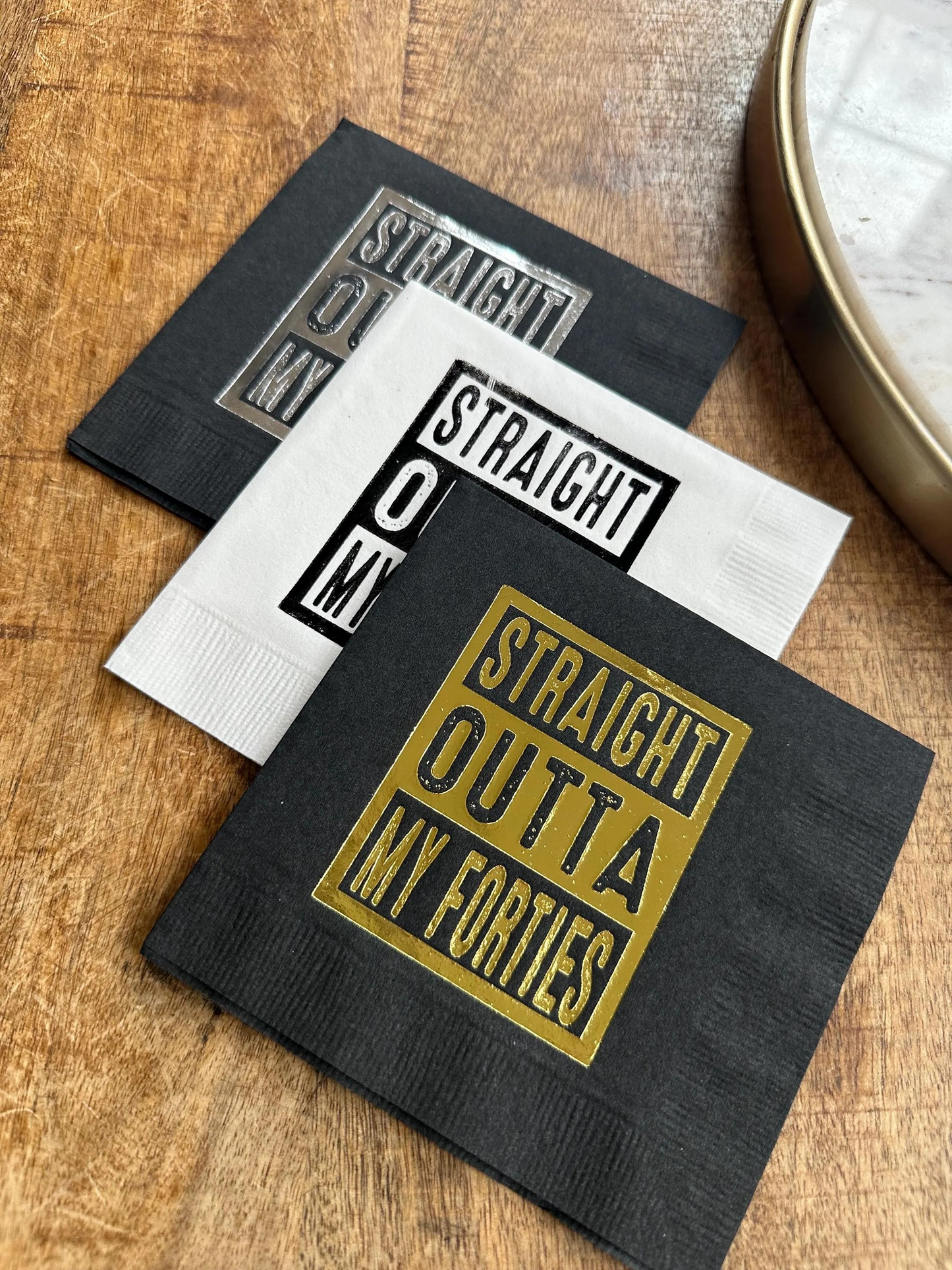 Straight Outta My Forties Cocktail Napkins – Fun 50th Birthday Party Decorations