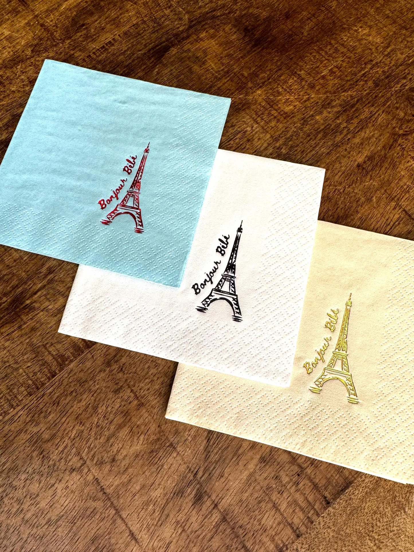 French Baby Shower Napkins | Bonjour Bébé Paris Party Decor