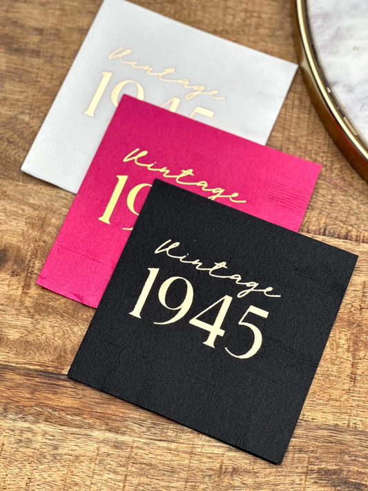 Vintage 1945 80th Birthday Napkins – Elegant & Timeless Celebration Decor