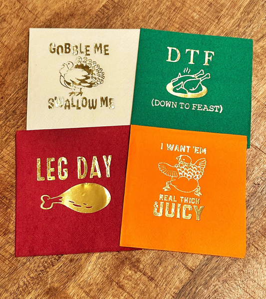 Funny Thanksgiving Cocktail Napkins: Foil Stamped - Set of 20